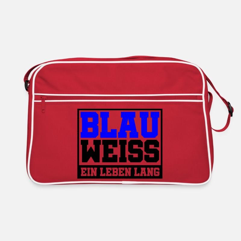 Blau Weiss ein Leben Lang | Farben änderbar - Retro Tasche - Rot/Weiß