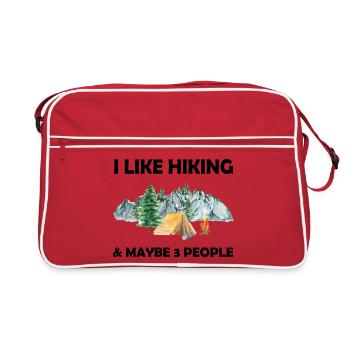I Love Hiking and Maybe 3 People - Retro Bag - red/white - Front