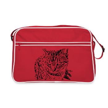 chat chaton noir mignon - Sac Retro - rouge/blanc - Devant