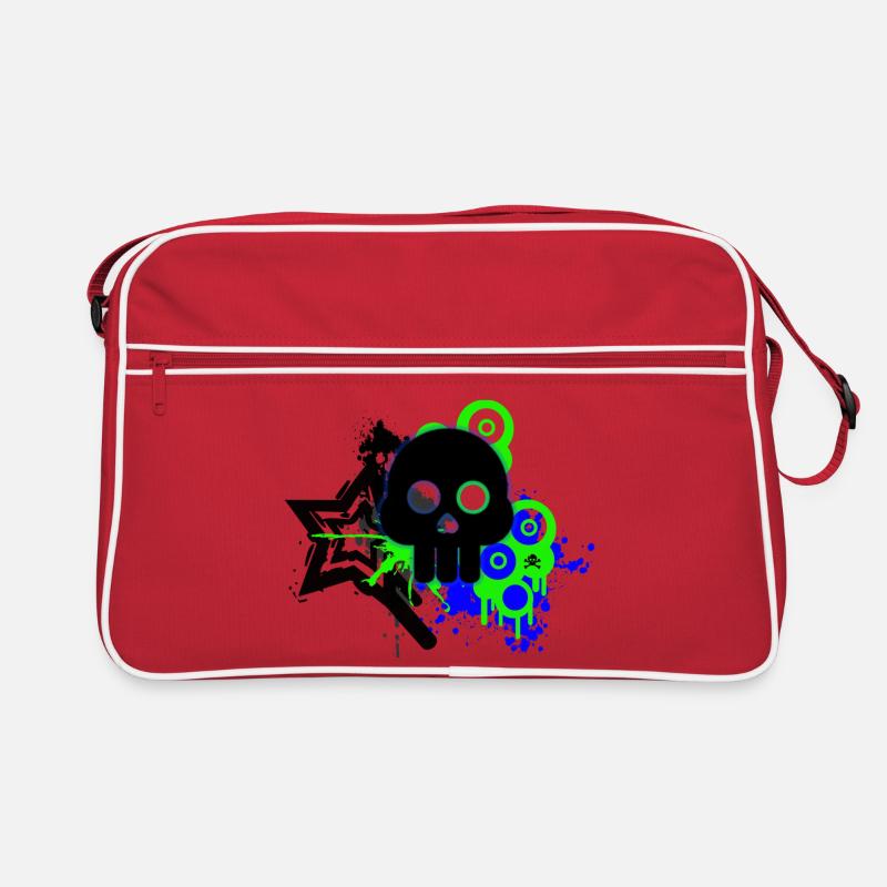 Neon Schädel Spritzer Retro Tasche