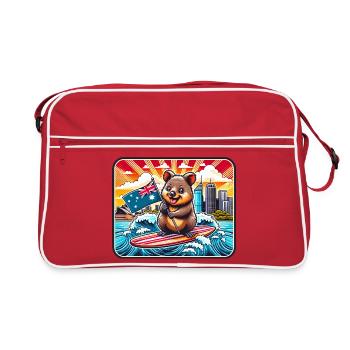 Design de surf australien Quokka - Sac Retro - rouge/blanc - Devant