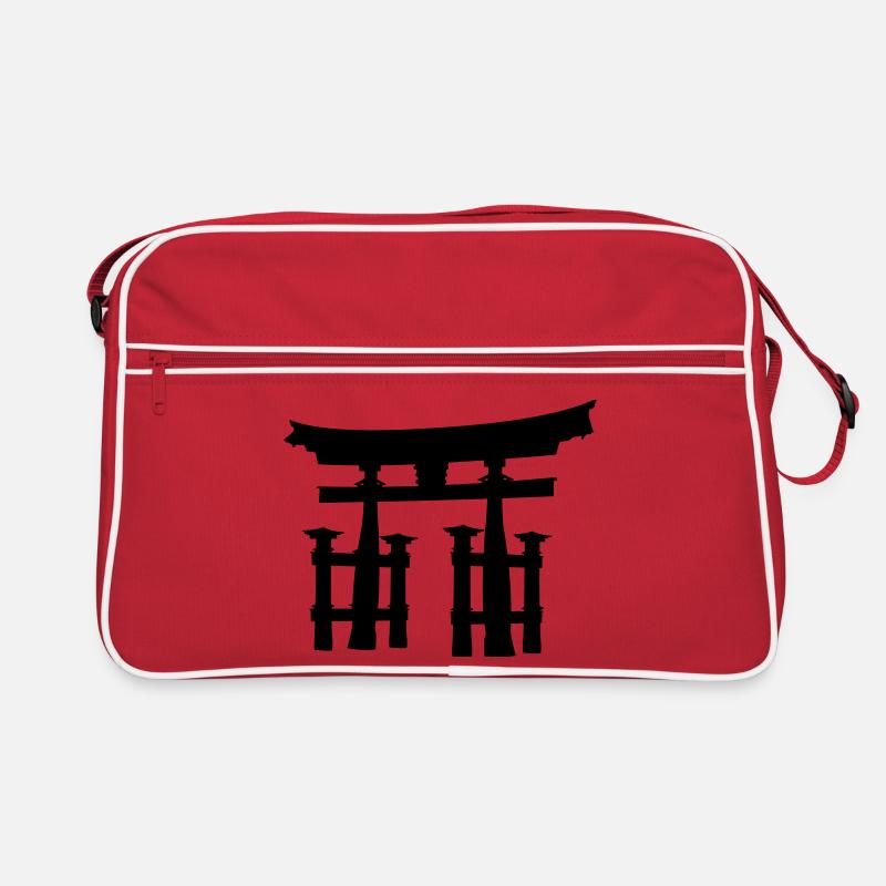 Japanisches Torii oder Tor transparentes Schattenbild Retro Tasche