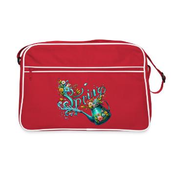 Spring Watering Can Let It Grow Spring Flowers - Retro Bag - red/white - Front