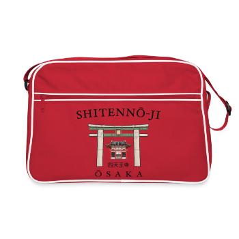 Shitenno-ji à Osaka, Japon Temple dessin à la main - Sac Retro - rouge/blanc - Devant