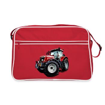 Traktor rot (M F) 6715S - Retro Tasche - Rot/Weiß - Vorne