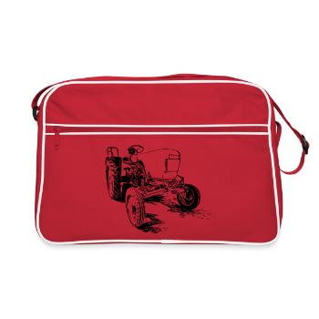 Dieselross F12 | Oldtimer-Traktor | Schwarz - Retro Tasche - Rot/Weiß - Vorne