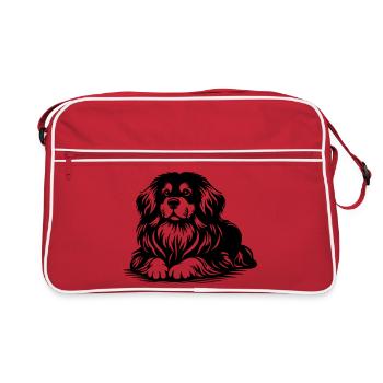Tibet Spaniel - Retro Tasche - Rot/Weiß - Vorne