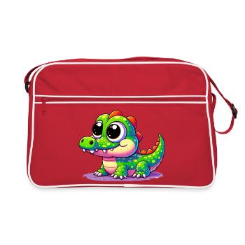 Alligator Crocodile - Retro Bag - red/white - Front