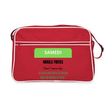 Samstag - Muscheln und Pommes frites - Retro Tasche - Rot/Weiß - Vorne