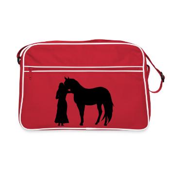 Frau mit Pferd - Retro Tasche - Rot/Weiß - Vorne