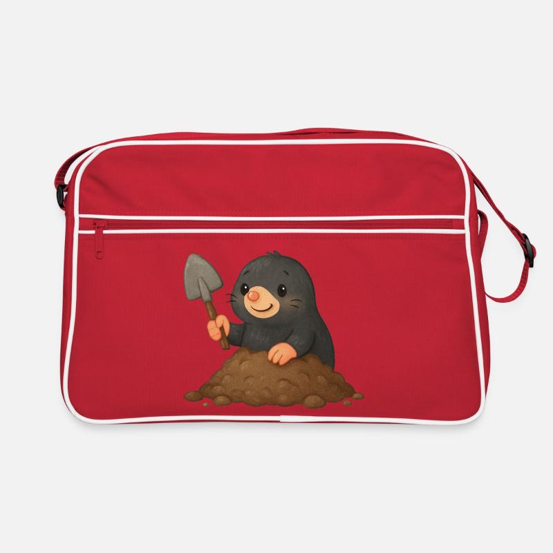 Cute mole with shovel Retro Bag