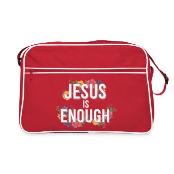 JESUS IS ENOUGH Bibelvers Spruch christlich floral - Retro Tasche - Rot/Weiß - Vorne
