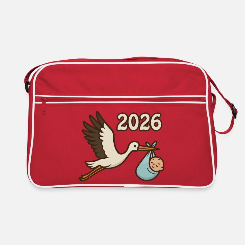 Storch mit Findelkind im Schnabel 2026 Retro Tasche