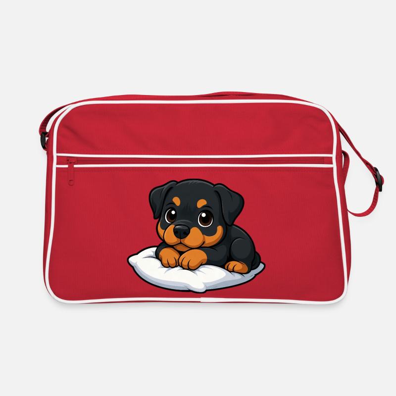Cute Rottweiler Cartoon Relaxed Cuddly Retro Bag