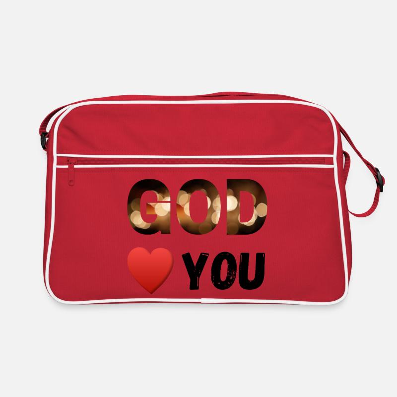 Gott liebt dich - Retro Tasche - Rot/Weiß