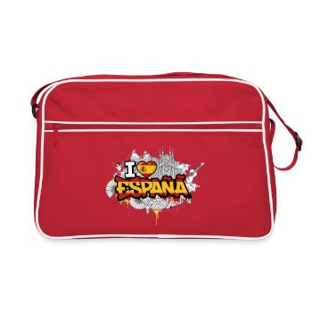 Lebendiges Graffiti Spanien Flagge Liebe Design - Retro Tasche - Rot/Weiß - Vorne