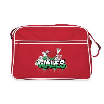 Drapeau vibrant du Pays de Galles Love Graffiti Design - Sac Retro - rouge/blanc - Devant