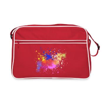 Farbige Farbspritzer Kunst Design - Retro Tasche - Rot/Weiß - Vorne
