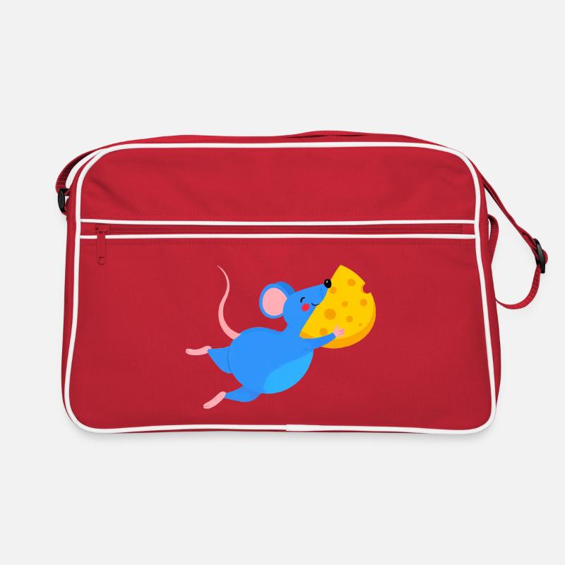 Fröhliche blaue Maus & gelber Käse Retro Tasche