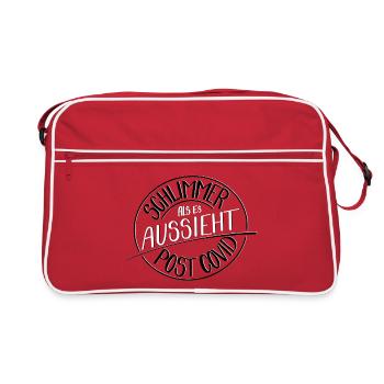 Schlimmer als es aussieht, Post Covid - Retro Tasche - Rot/Weiß - Vorne