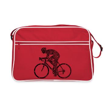 Cyclist Bike Illustration Bicycle - Retro Bag - red/white - Front