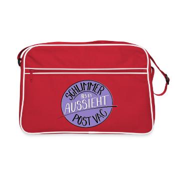 Schlimmer als es aussieht, Post Vac - Retro Tasche - Rot/Weiß - Vorne