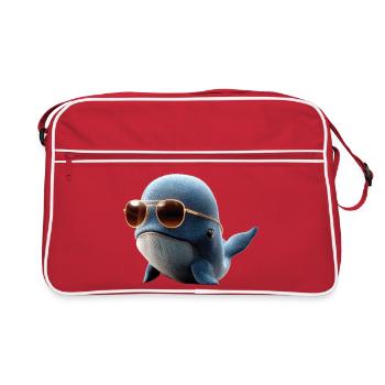 Baleine bleue Baleine Baleines bleues Baleines Chant Baleine Plongeur Baleines Océan - Sac Retro - rouge/blanc - Devant