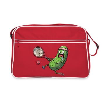 Drôle de concombre jouant au tennis avec bandeau - Sac Retro - rouge/blanc - Devant