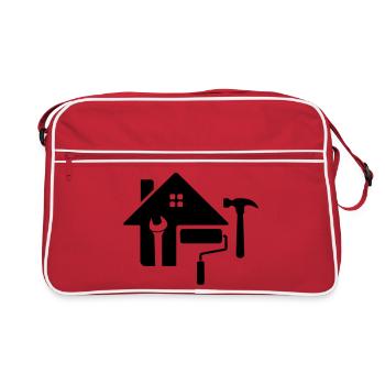 Craftsman Logo – Hammer, Key & Paint Roller - Retro Bag - red/white - Front
