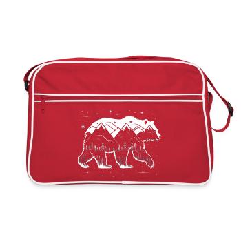 Ours polaire dans la nuit de forêt de montagne - Sac Retro - rouge/blanc - Devant