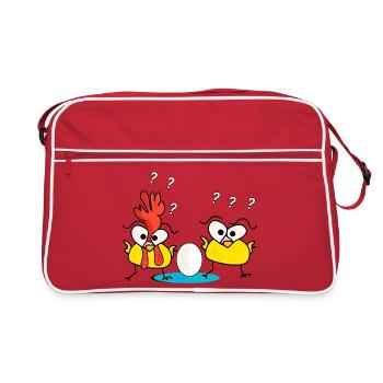 Dessin animé drôle de poulet - Sac Retro - rouge/blanc - Devant