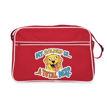 My Golden Is A Total Derp Funny Dog Face - Retro Bag - red/white - Front