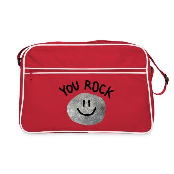 Tu joues avec un jeu de mots minimal Smile Stone - Sac Retro - rouge/blanc - Devant
