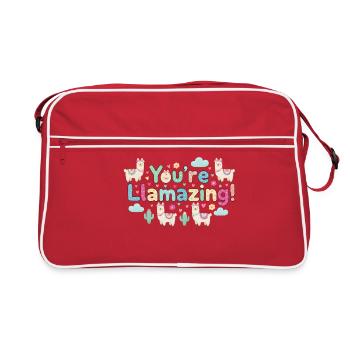 You're Llamazing – Cute Llama & Cacti Design - Retro Bag - red/white - Front