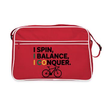 Artistic Cycling I Spin I Balance I Conquer  - Retro Bag - red/white - Front
