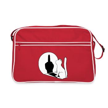 Mirror Cat Middle Finger - Retro Bag - red/white - Front
