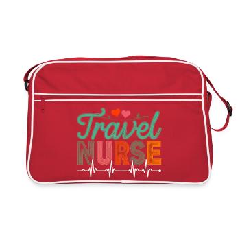 Reisepflegerin-Design Herzschlag Travel Nurse - Retro Tasche - Rot/Weiß - Vorne