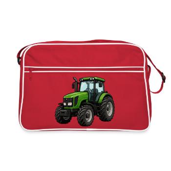 Green Tractor Powerful Design - Retro Bag - red/white - Front