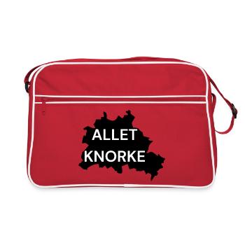 ALLET KNORKE, BERLIN SCHWARZ, DIT IS BERLIN, TOLL - Retro Tasche - Rot/Weiß - Vorne