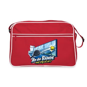 An die Bande Tennis Cartoon Spruch - Retro Tasche - Rot/Weiß - Vorne