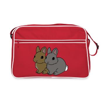 Duo de lapins dans le style cartoon - Sac Retro - rouge/blanc - Devant