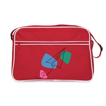 Avion en papier à dessin au trait avec fond couleur - Sac Retro - rouge/blanc - Devant
