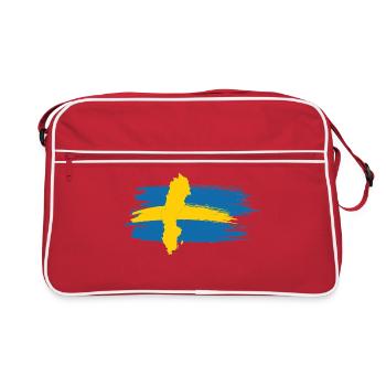 Sweden – Blue Yellow Map Brush Design - Retro Bag - red/white - Front