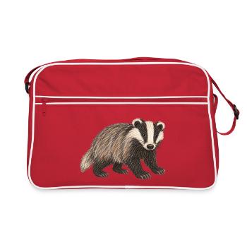 Rasieren, Pinselzeichnen strukturierter Bleistift - Retro Tasche - Rot/Weiß - Vorne