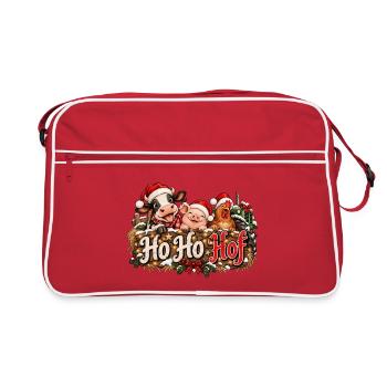 Weihnachten Landleben Ho Ho Hof Landwirtschaft  - Retro Tasche - Rot/Weiß - Vorne