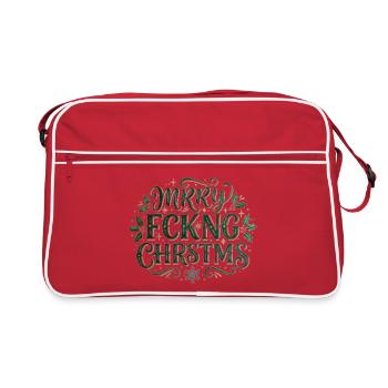 Merry Chrstms – frecher Weihnachtsspruch - Retro Tasche - Rot/Weiß - Vorne