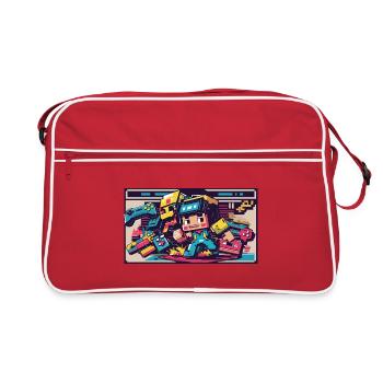 Voxel Gaming Held mit Retro-Design - Retro Tasche - Rot/Weiß - Vorne