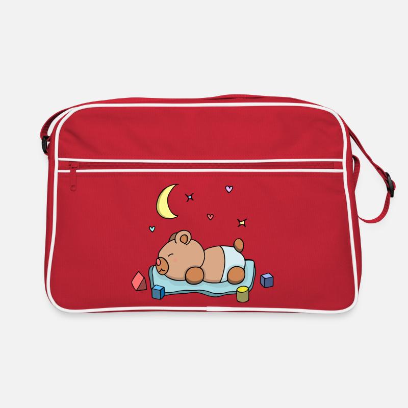 Teddy Bear Boy Boy Sleeping Blue Cute Drawing Retro Bag