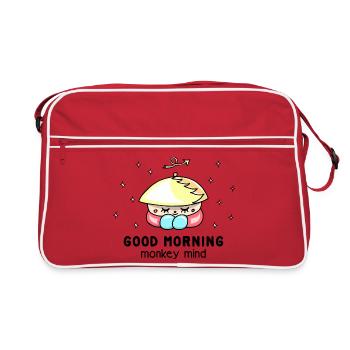 "Monkey mind" mindfulness, cool, funny saying - Retro Bag - red/white - Front