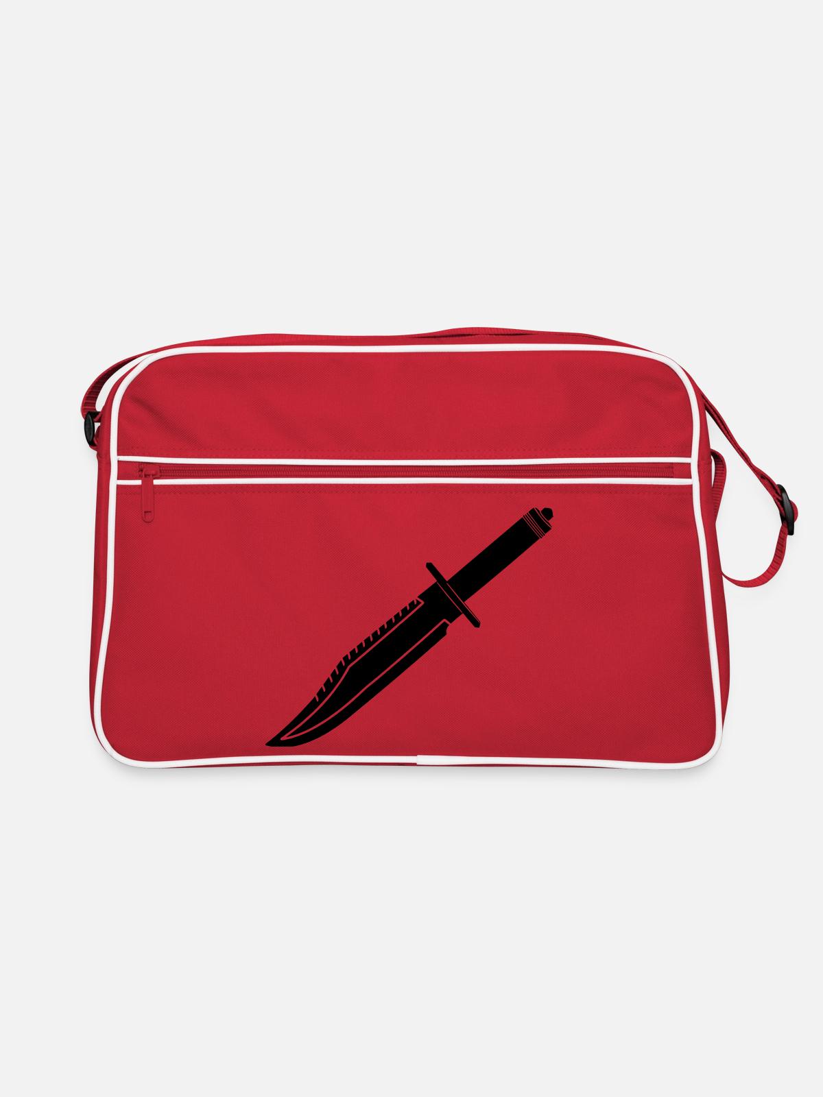 Couteau Rambo long - Sac Retro - rouge/blanc - Devant